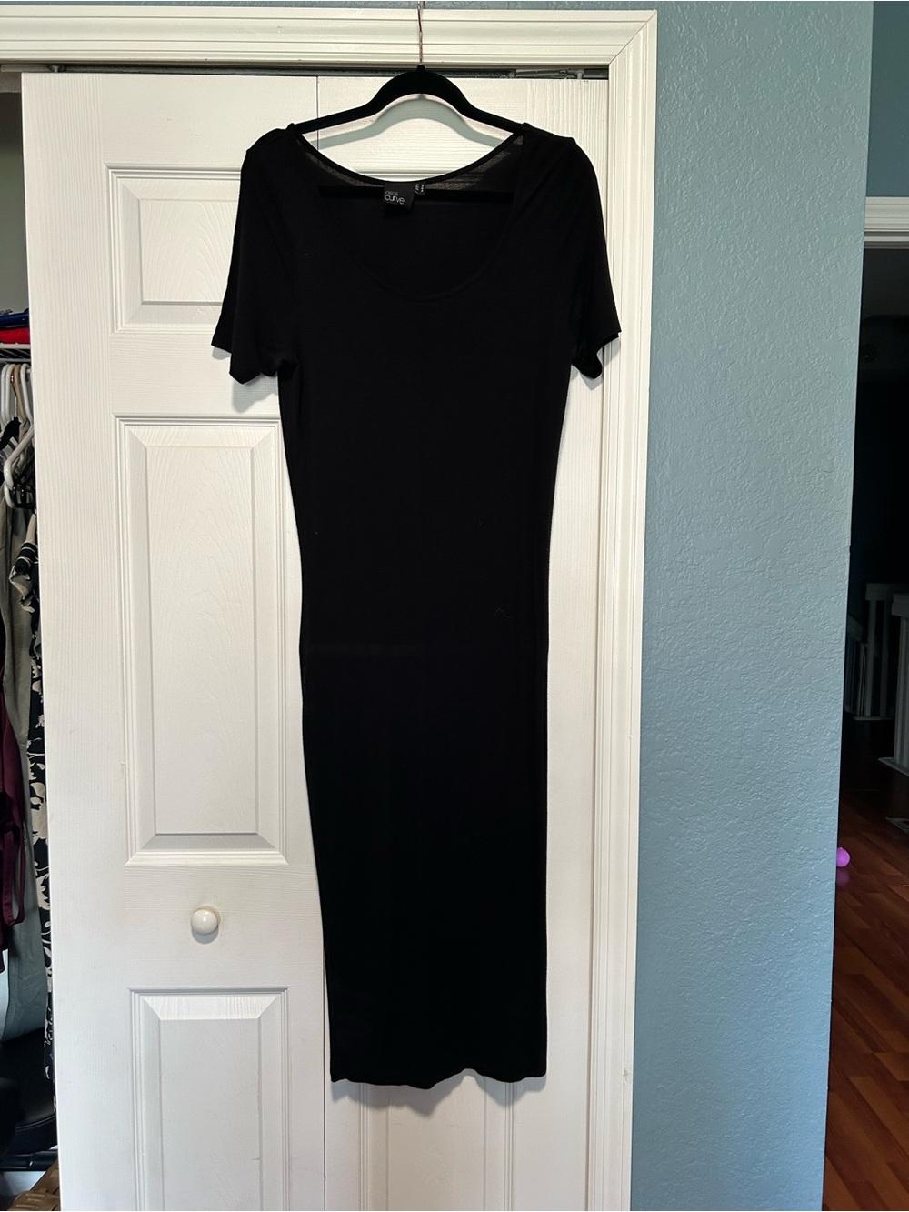ASOS Black Short-Sleeve Maxi Bodycon Dress
